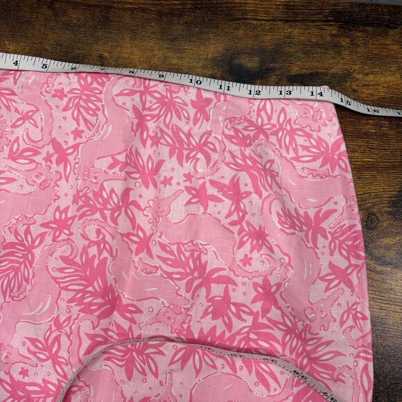 Lily Pulitzer Size 8 Seahorse Print Mini Skirt Pink Lined Linen Blend Summer - Picture 7 of 9